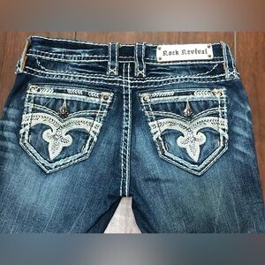 Rock Revival Dark Blue Jeans with Embroidered Pockets